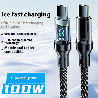 Cable de Datos de Carga Super Rápida y Totalmente Compatible con Pantalla Digital Typec