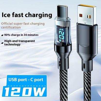 Cable de Datos de Carga Super Rápida y Totalmente Compatible con Pantalla Digital Typec