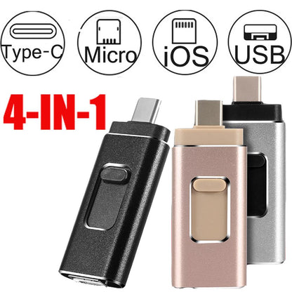 Memoria Flash USB 3.0 de 4 en 1 para iPhone/Android (128-256-512GB)